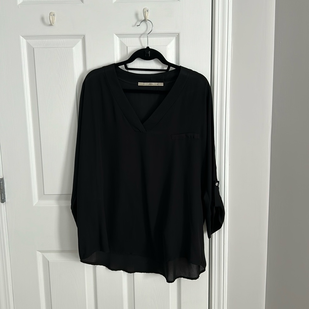 Gibson 3/4 sleeve sheer top v neck top size XL